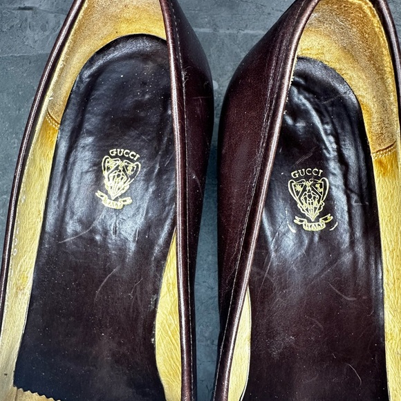 Gucci Vintage 70s Horsebit Pumps Heel Brown Leather 40 EU 9.5 US Preppy - Picture 4 of 9